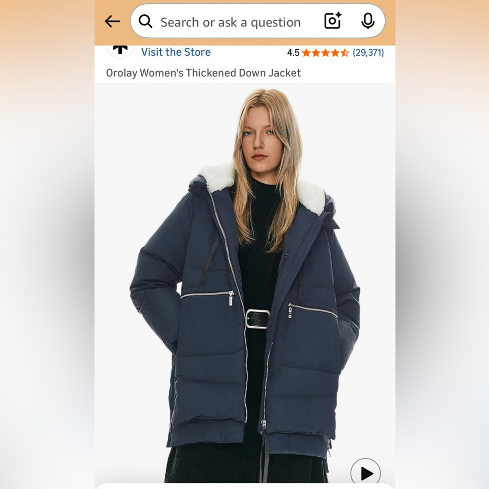 Orolay Women's Navy Thickened Down Jacket